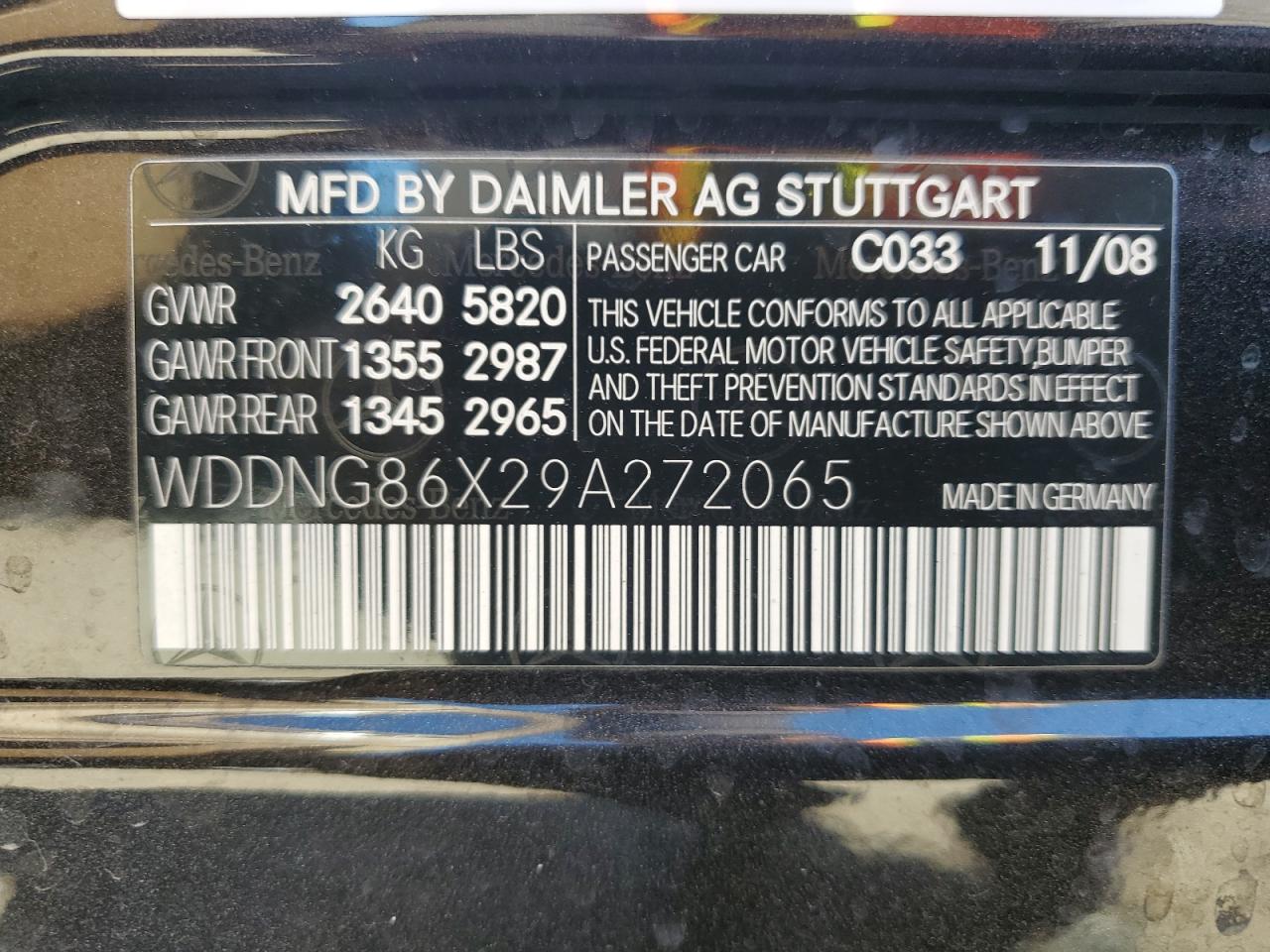 WDDNG86X29A272065 2009 Mercedes-Benz S 550 4Matic