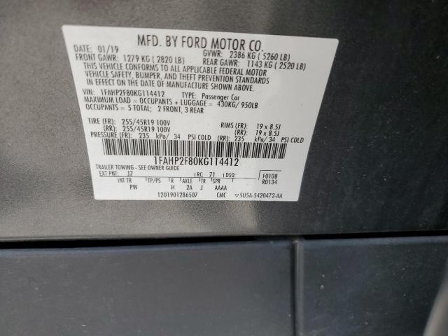 2019 Ford Taurus Limited VIN: 1FAHP2F80KG114412 Lot: 58435964