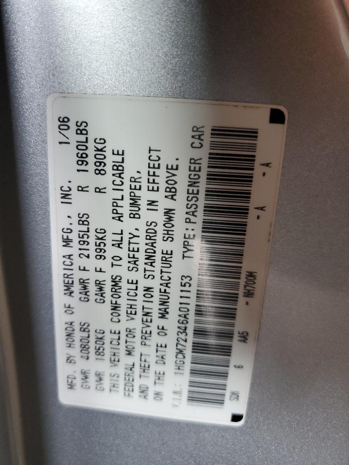 1HGCM72346A011153 2006 Honda Accord Lx