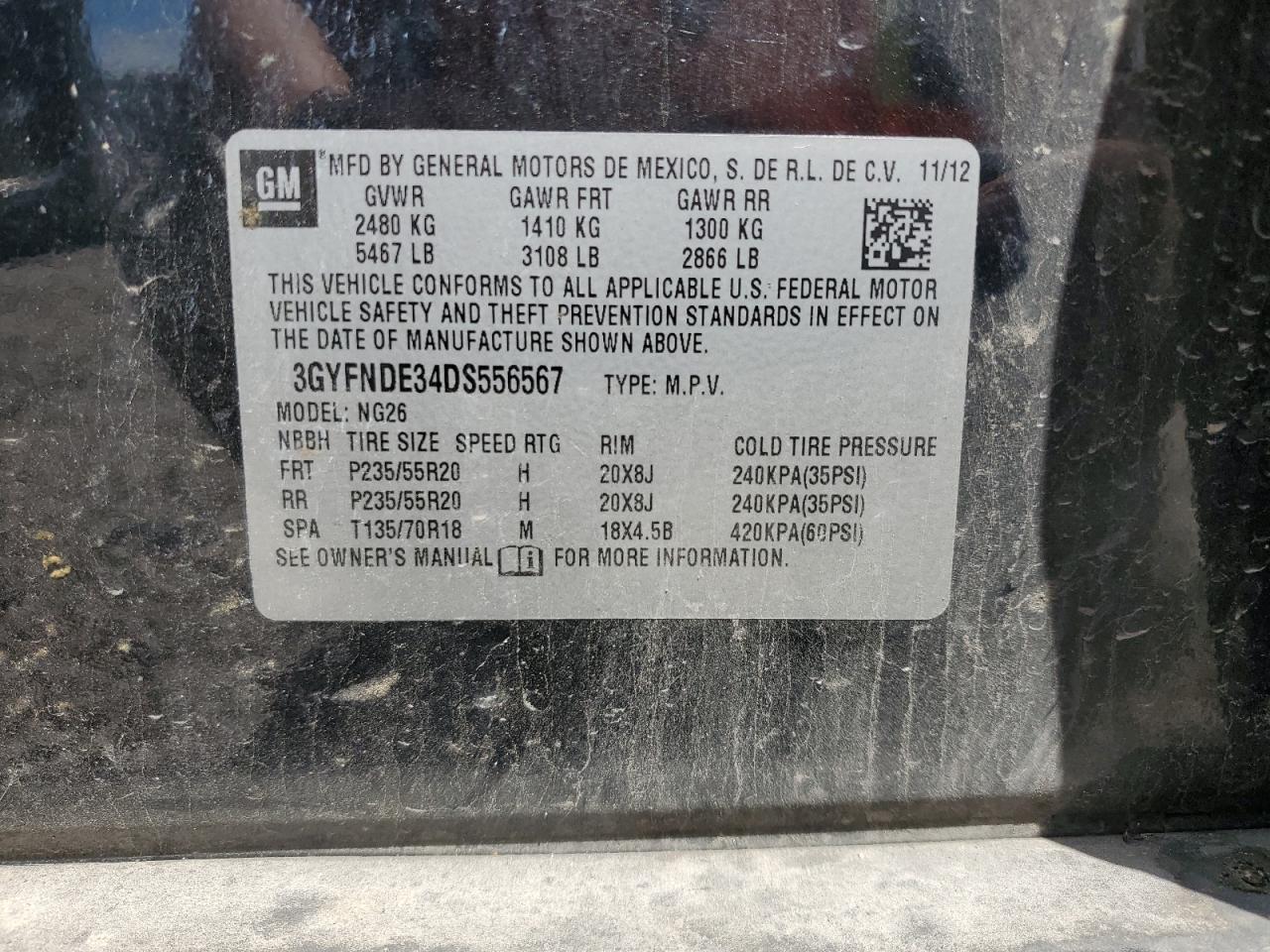 3GYFNDE34DS556567 2013 Cadillac Srx Performance Collection