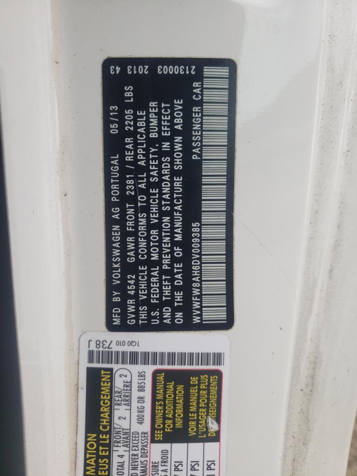 WVWFW8AH6DV009385 2013 Volkswagen Eos Lux