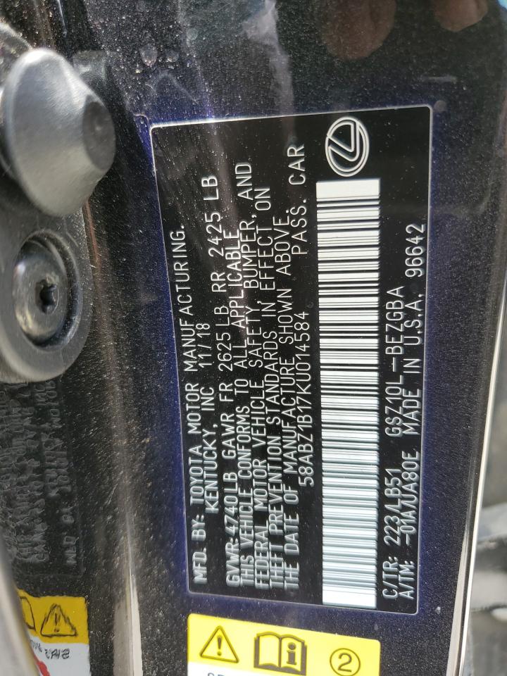 58ABZ1B17K4014584 2019 Lexus Es 350