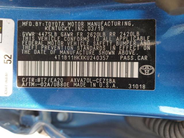 2019 TOYOTA CAMRY L - 4T1B11HKXKU240357