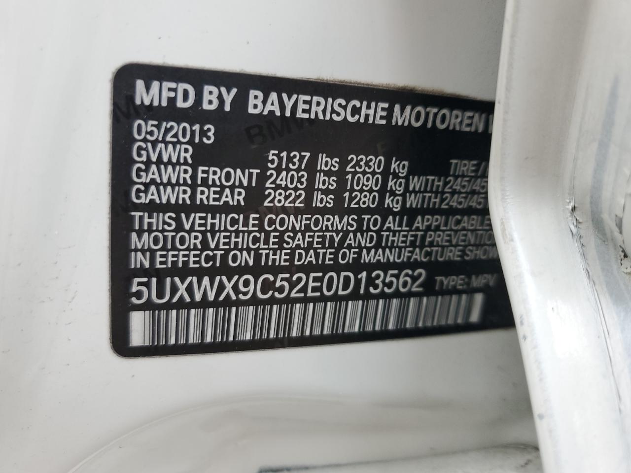 5UXWX9C52E0D13562 2014 BMW X3 xDrive28I