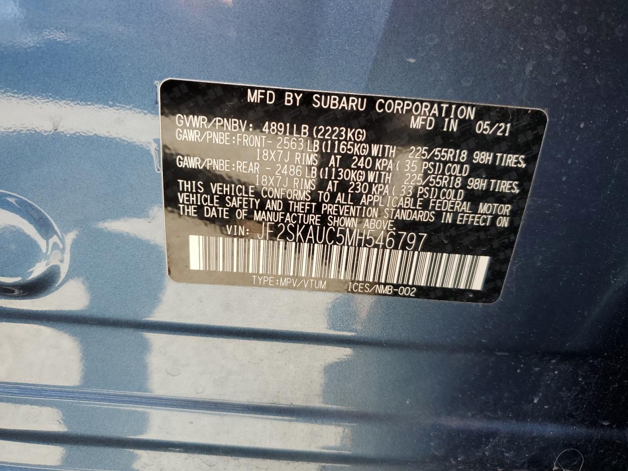 JF2SKAUC5MH546797 2021 Subaru Forester Limited