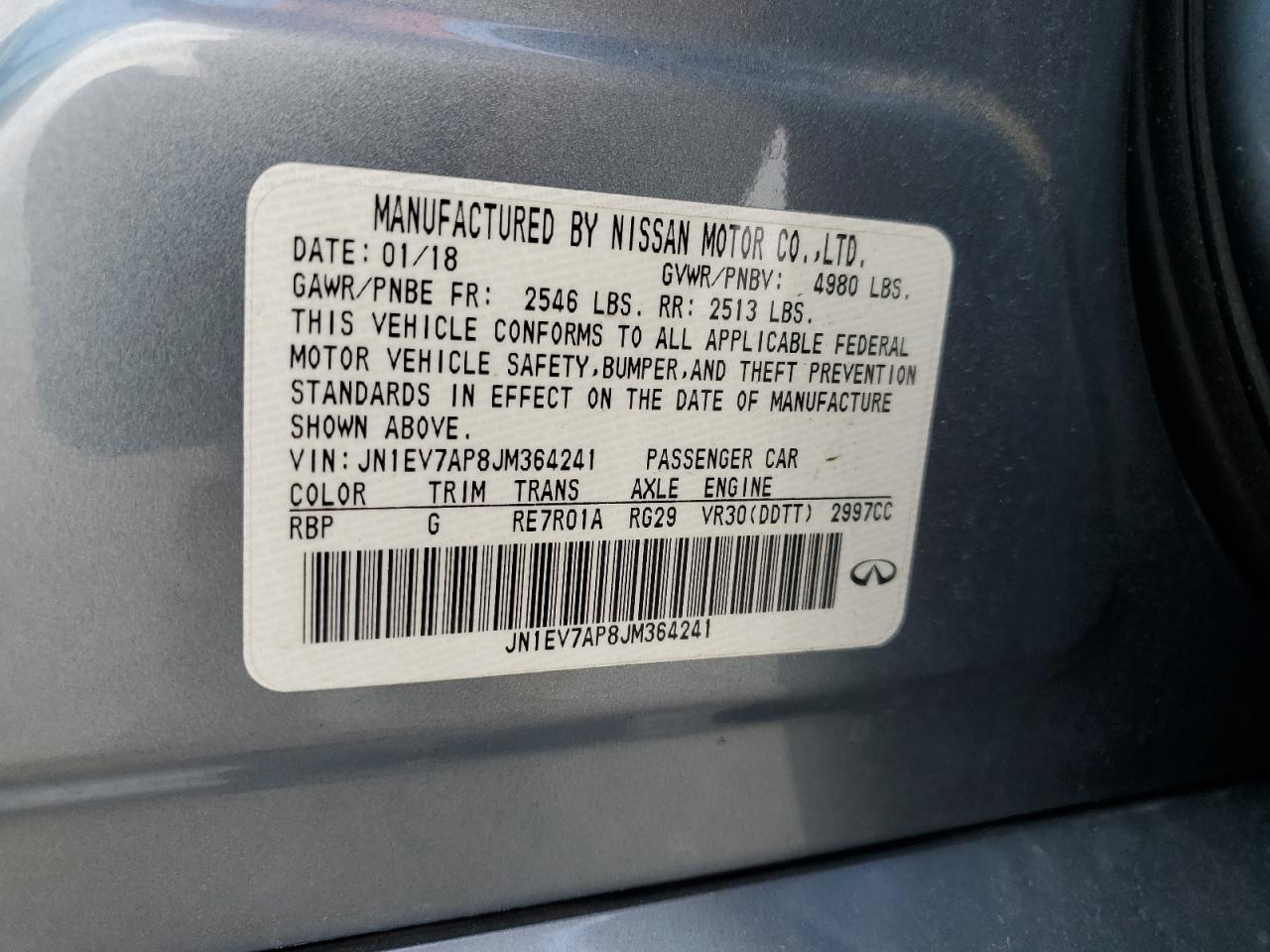 JN1EV7AP8JM364241 2018 Infiniti Q50 Luxe