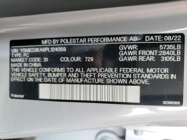 2023 Polestar 2 VIN: YSMED3KA6PL124059 Lot: 59778554