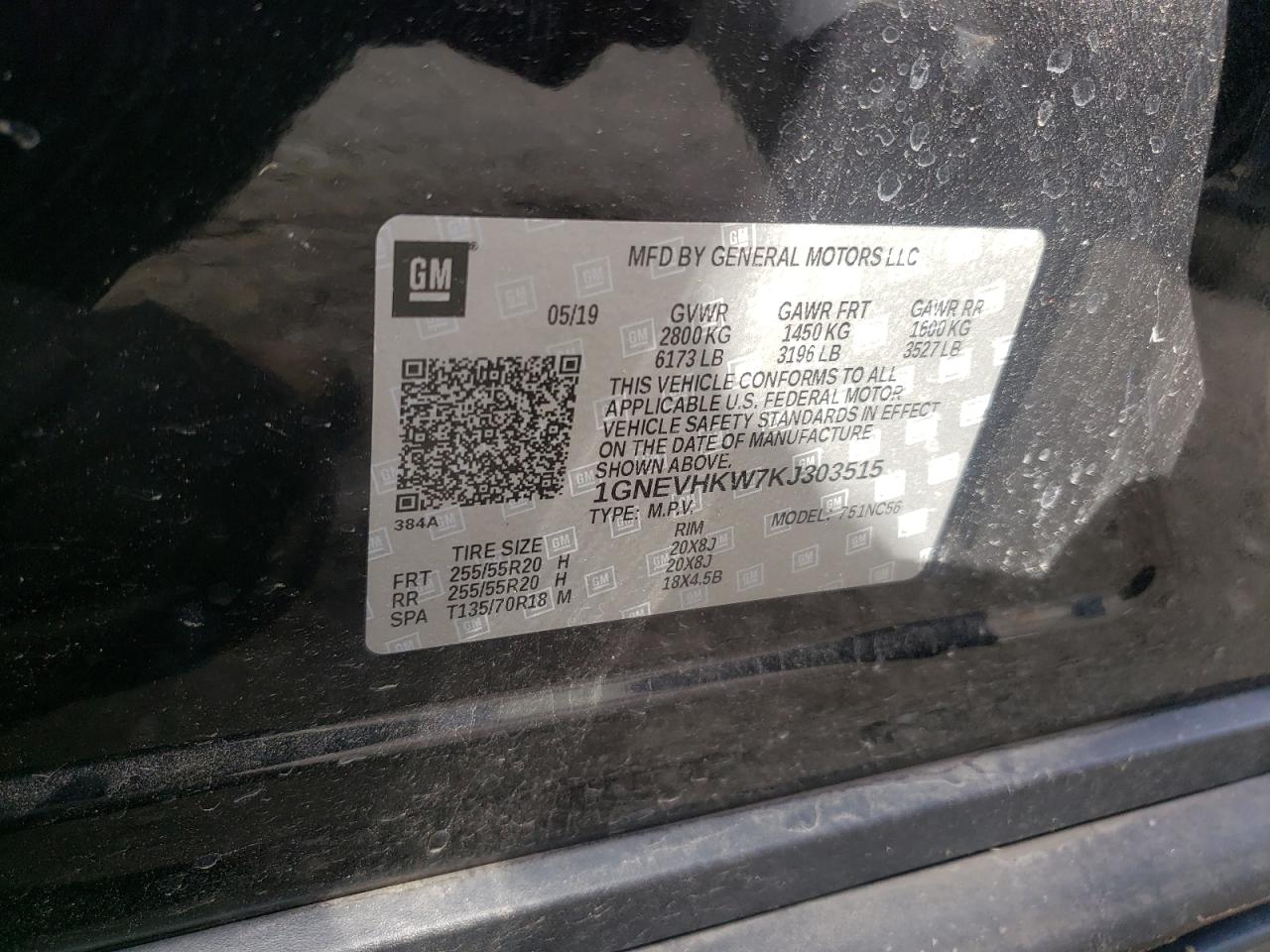 1GNEVHKW7KJ303515 2019 Chevrolet Traverse Lt