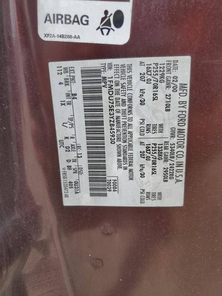 1FMDU75E3YZB45930 2000 Ford Explorer Limited