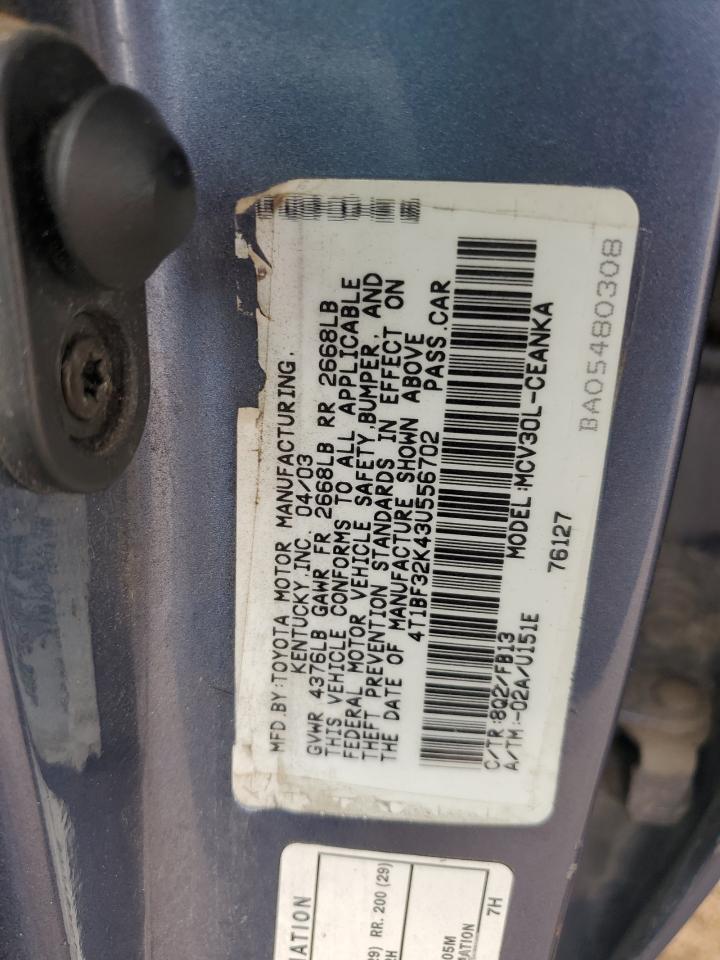 4T1BF32K43U556702 2003 Toyota Camry Le