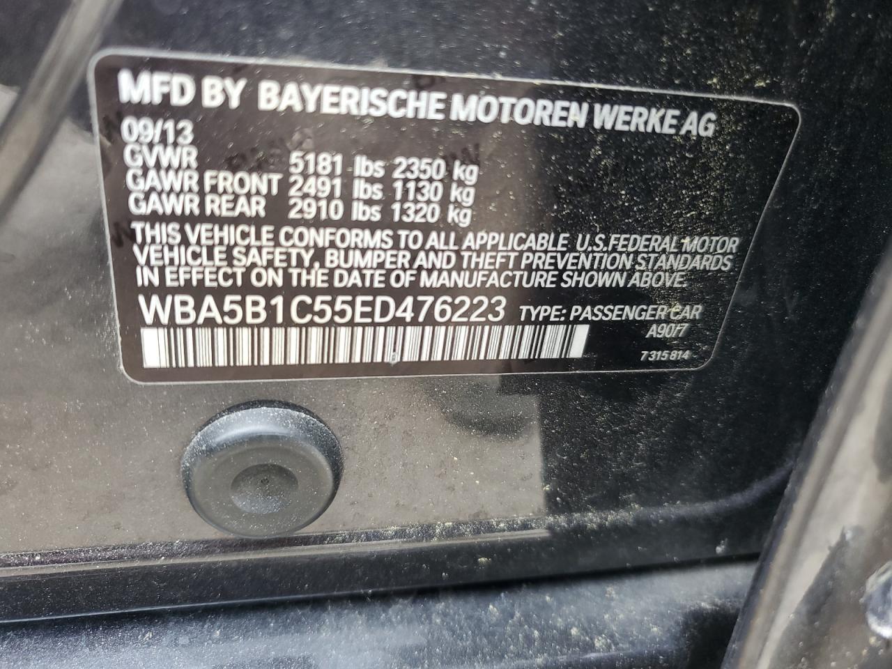 WBA5B1C55ED476223 2014 BMW 535 I