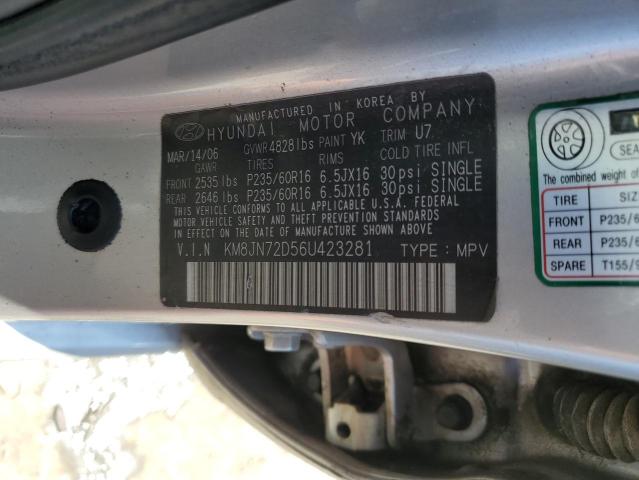 2006 Hyundai Tucson Gls VIN: KM8JN72D56U423281 Lot: 59041324