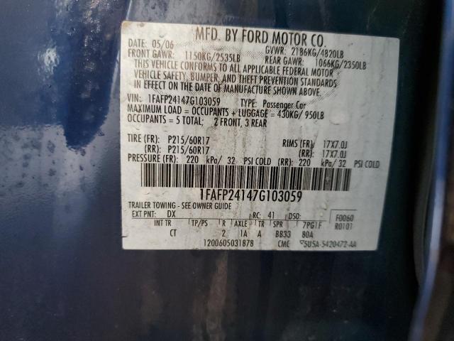 2007 Ford Five Hundred Sel VIN: 1FAFP24147G103059 Lot: 56972714