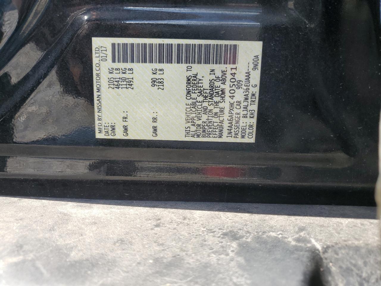 1N4AA6APXHC405041 2017 Nissan Maxima 3.5S