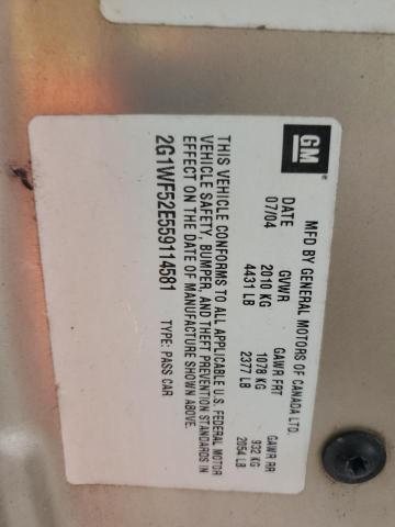 2005 Chevrolet Impala VIN: 2G1WF52E559114581 Lot: 59344044