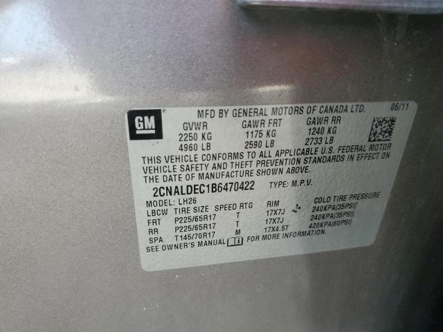 2011 Chevrolet Equinox Lt VIN: 2CNALDEC1B6470422 Lot: 60890114