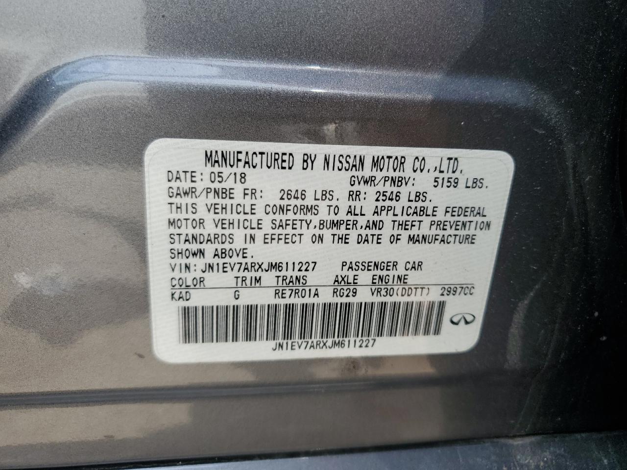 JN1EV7ARXJM611227 2018 Infiniti Q50 Luxe