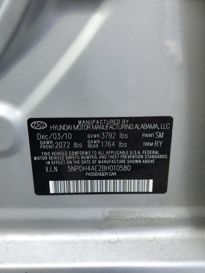 5NPDH4AE2BH010580 2011 Hyundai Elantra Gls