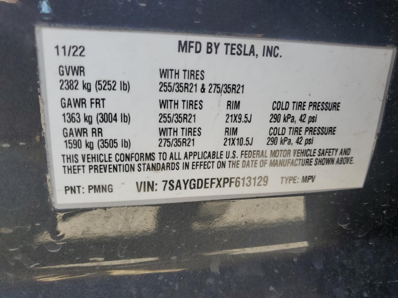 7SAYGDEFXPF613129 2023 Tesla Model Y