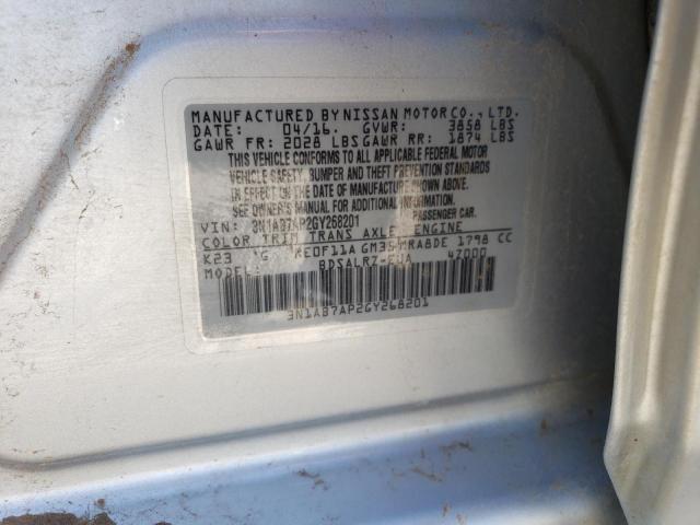 2016 Nissan Sentra S VIN: 3N1AB7AP2GY268201 Lot: 60664304