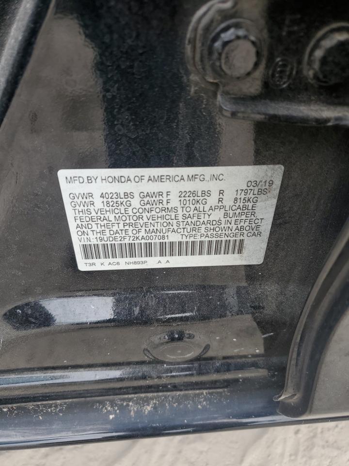 19UDE2F72KA007081 2019 Acura Ilx Premium