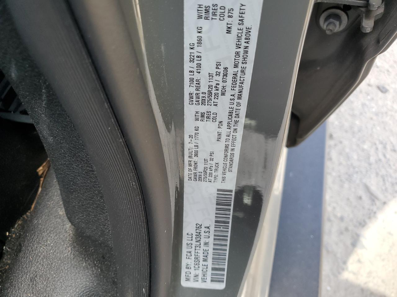 1C6SRFFT3LN384762 2020 Ram 1500 Big Horn/Lone Star