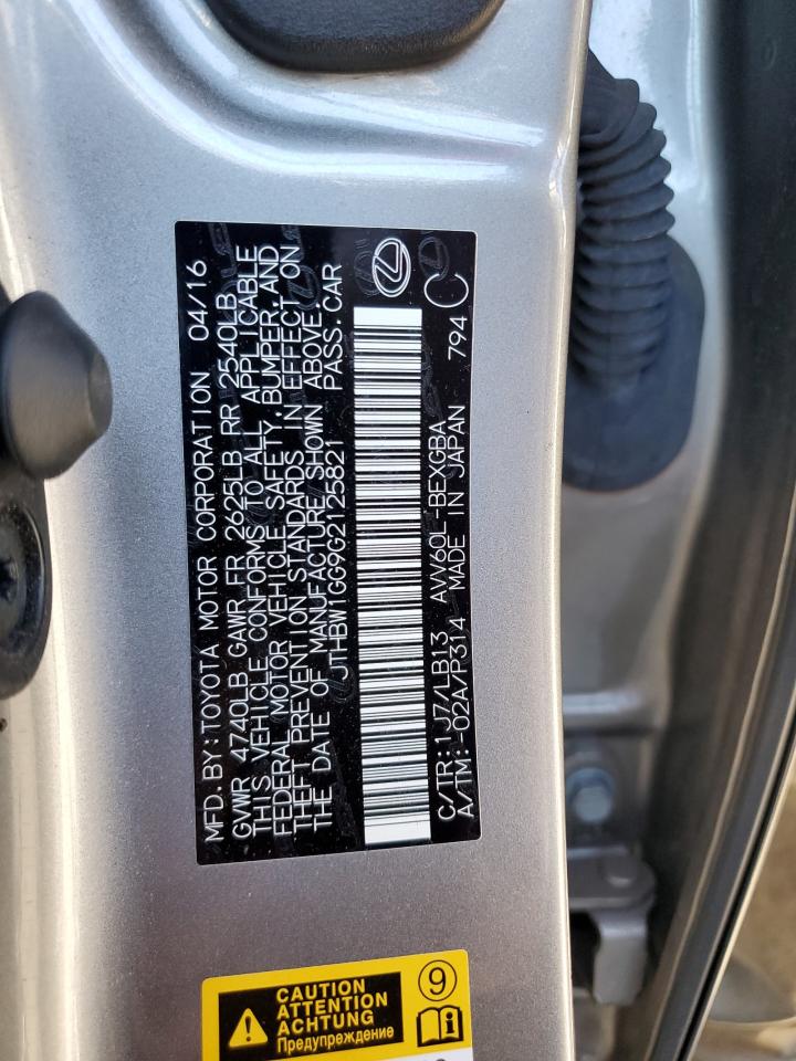 JTHBW1GG9G2125821 2016 Lexus Es 300H