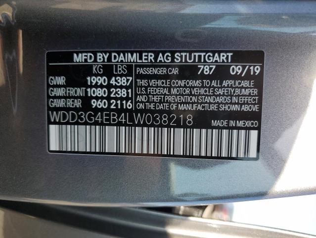 2020 Mercedes-Benz A 220 VIN: WDD3G4EB4LW038218 Lot: 60263914