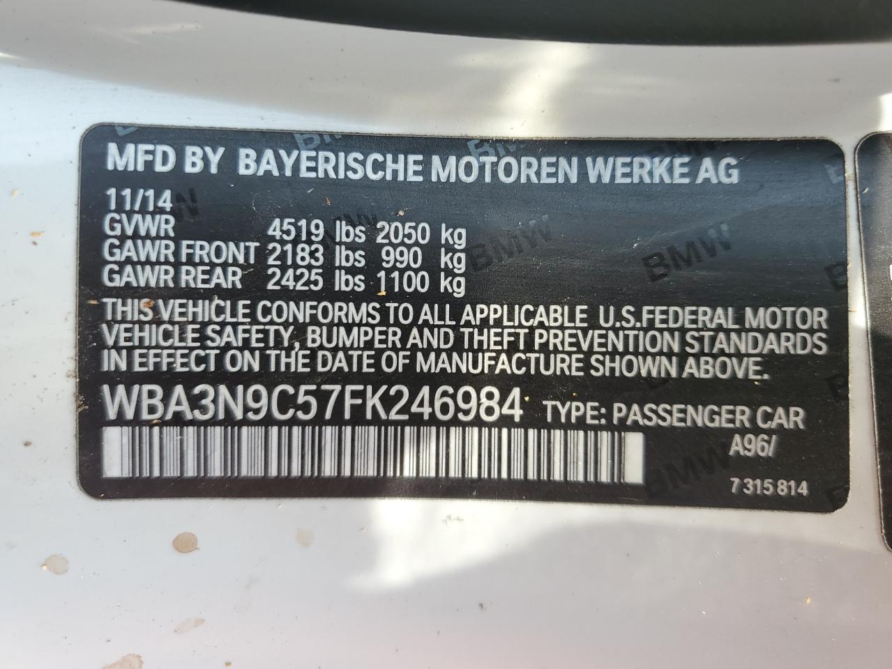 WBA3N9C57FK246984 2015 BMW 428 Xi