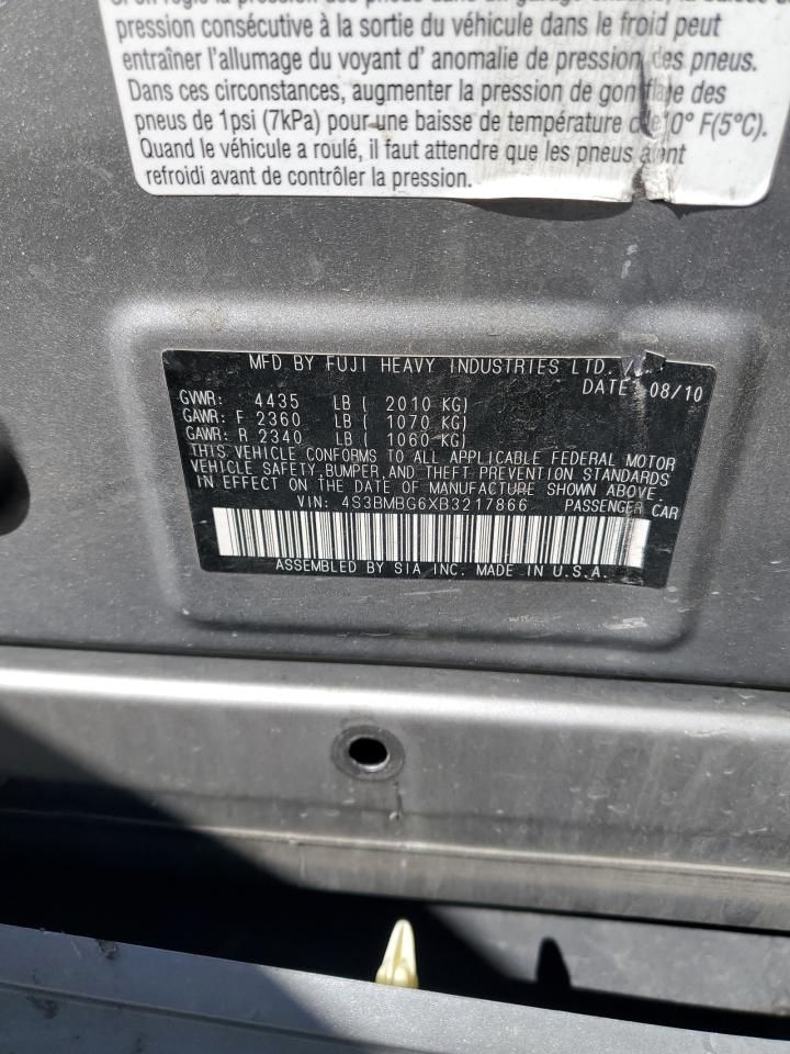 4S3BMBG6XB3217866 2011 Subaru Legacy 2.5I Premium