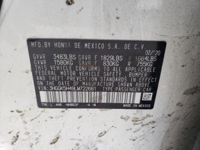 2020 Honda Fit Lx VIN: 3HGGK5H49LM722681 Lot: 58329864