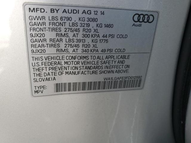 2015 Audi Q7 Premium Plus VIN: WA1LGAFE3FD012592 Lot: 56960094