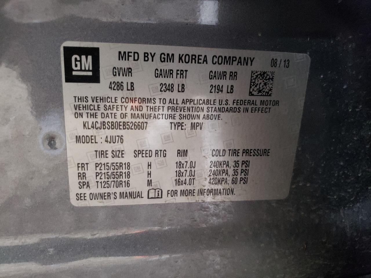 KL4CJBSB0EB526607 2014 Buick Encore Convenience