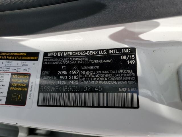 2016 Mercedes-Benz C 300 VIN: 55SWF4JB5GU102145 Lot: 57462154