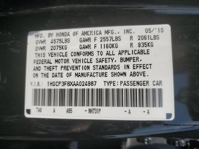 2010 Honda Accord Exl VIN: 1HGCP3F8XAA024987 Lot: 59423874