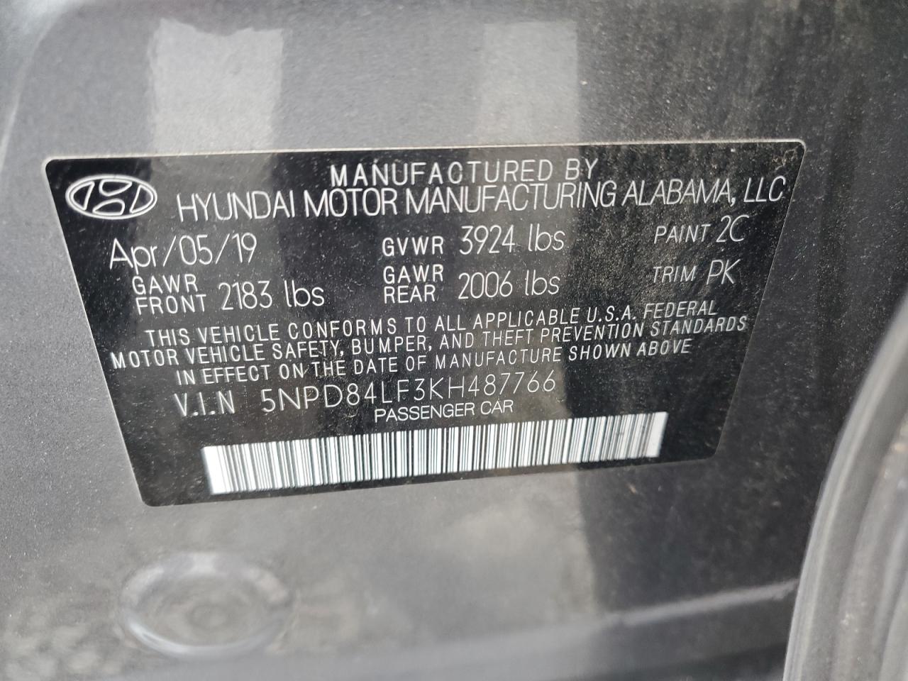5NPD84LF3KH487766 2019 Hyundai Elantra Sel