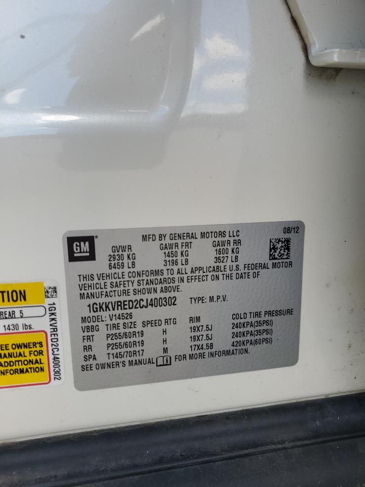 1GKKVRED2CJ400302 2012 GMC Acadia Slt-1