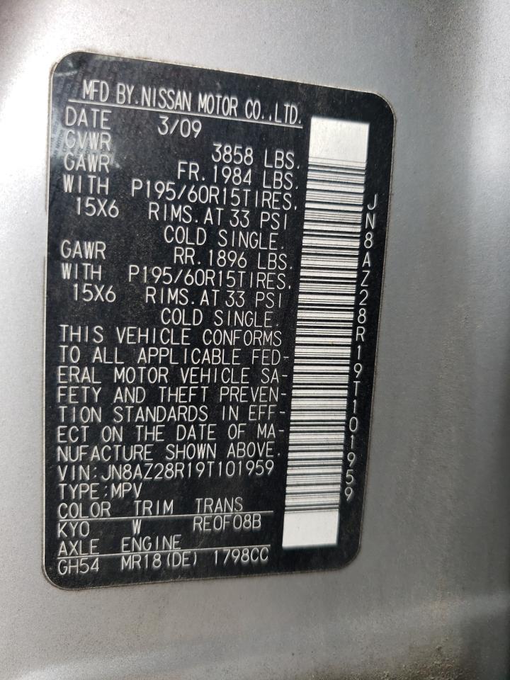 JN8AZ28R19T101959 2009 Nissan Cube Base