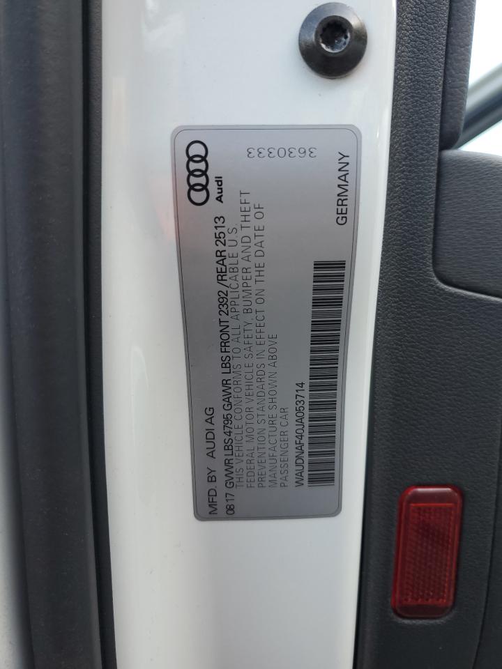 WAUDNAF40JA053714 2018 Audi A4 Premium