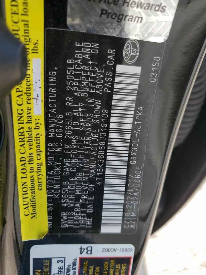 4T1BK36B68U319108 2008 Toyota Avalon Xl