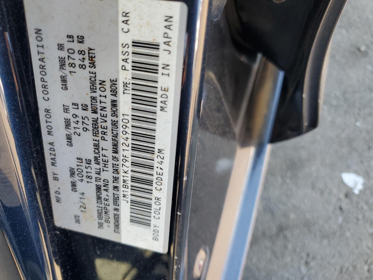 JM1BM1K79F1249901 2015 Mazda 3 Sport