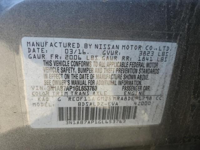 2016 Nissan Sentra S VIN: 3N1AB7AP1GL653763 Lot: 59927094