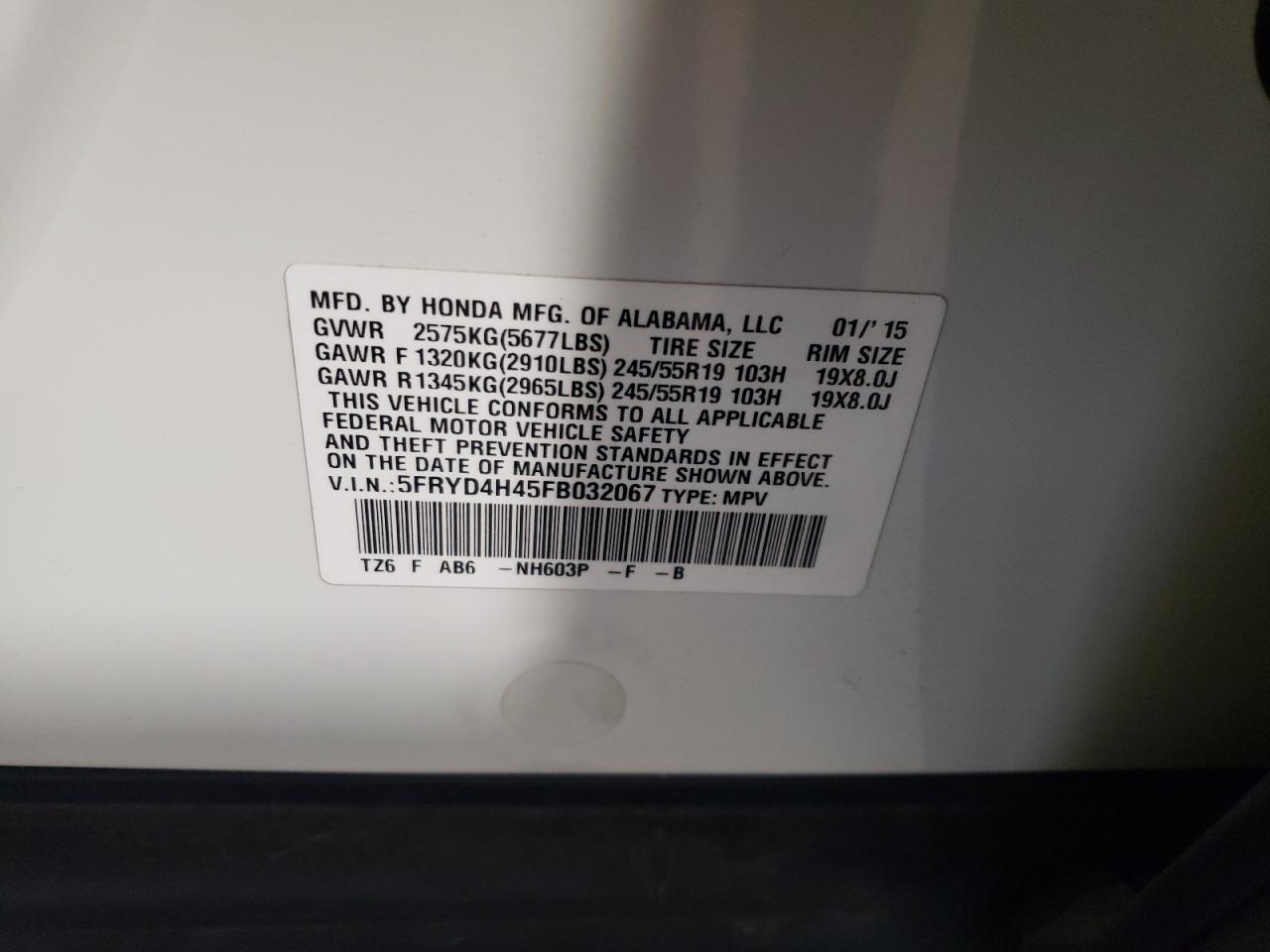 5FRYD4H45FB032067 2015 Acura Mdx Technology