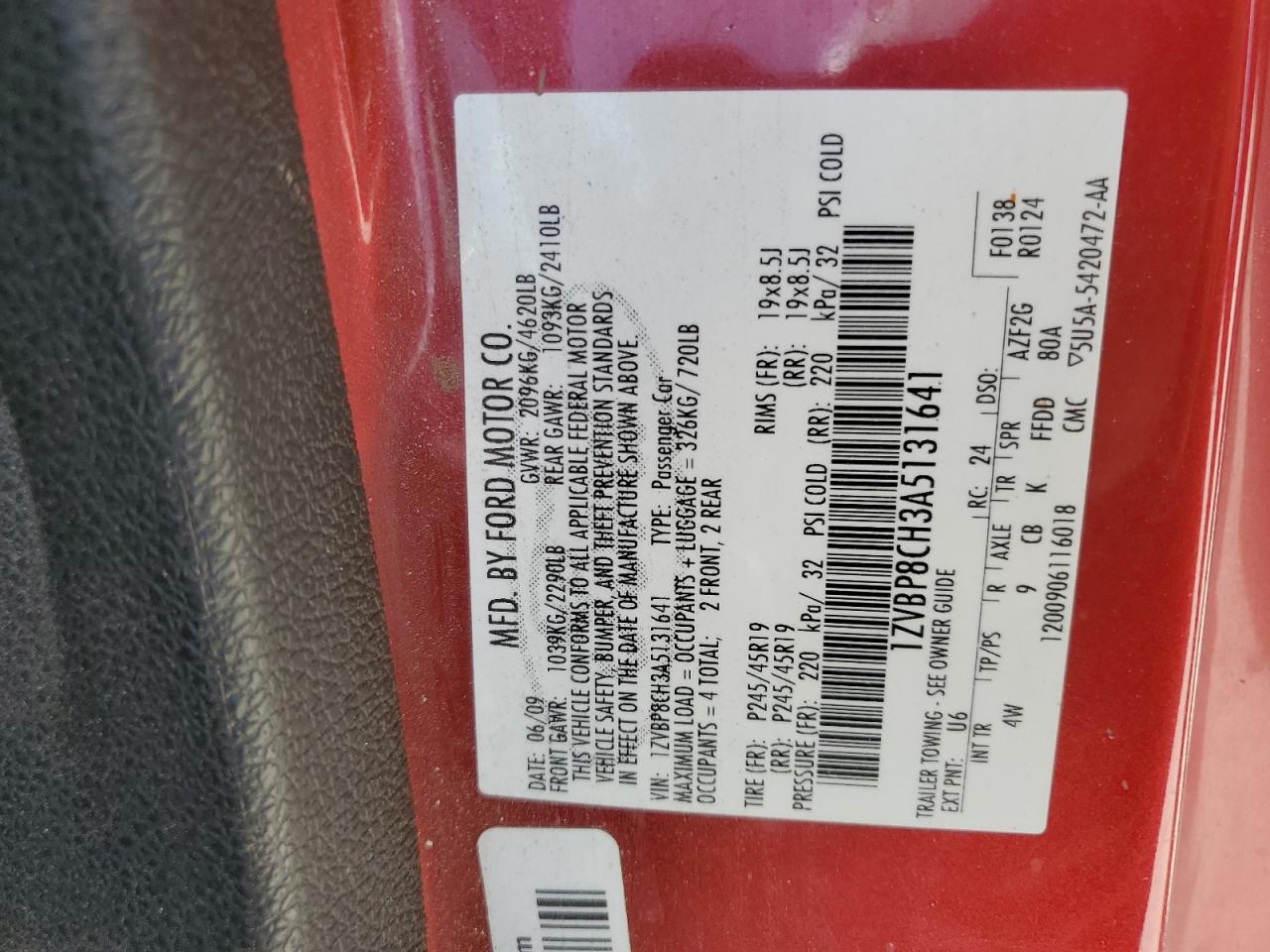 1ZVBP8CH3A5131641 2010 Ford Mustang Gt