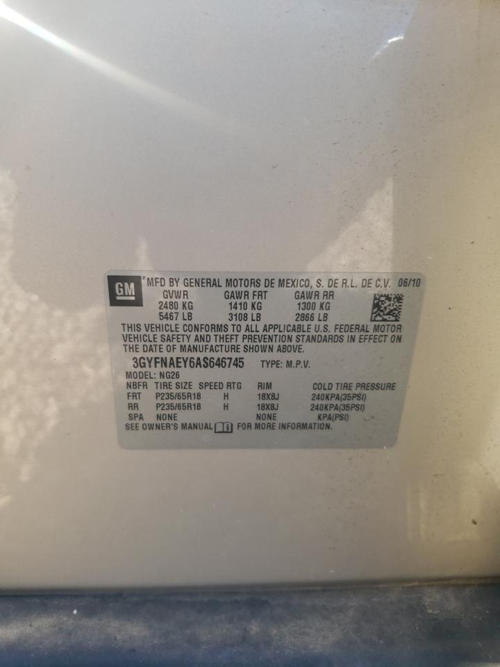 3GYFNAEY6AS646745 2010 Cadillac Srx Luxury Collection