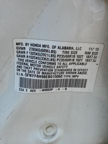 2014 Honda Pilot Touring VIN: 5FNYF4H98EB015060 Lot: 58551754