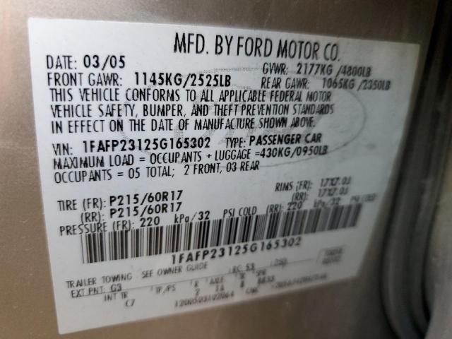 2005 Ford Five Hundred Se VIN: 1FAFP23125G165302 Lot: 59879844