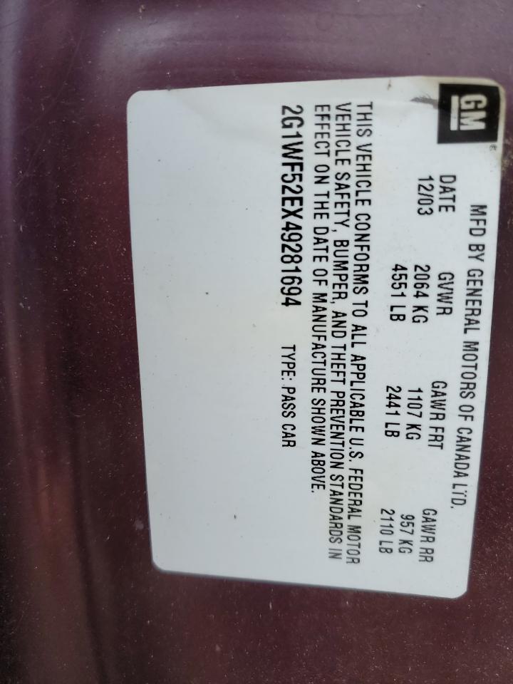 2G1WF52EX49281694 2004 Chevrolet Impala