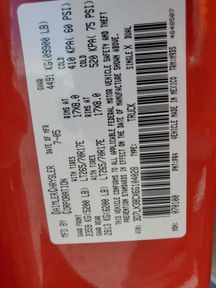 3D7LX38CX6G104028 2006 Dodge Ram 3500 St