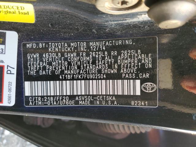 VIN 4T1BF1FK7FU902504 2015 Toyota Camry, LE no.12